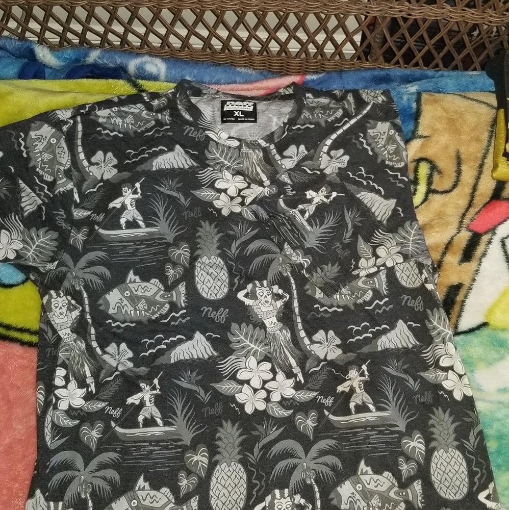 Custom neff  t shirt "gothic Hawaiian "